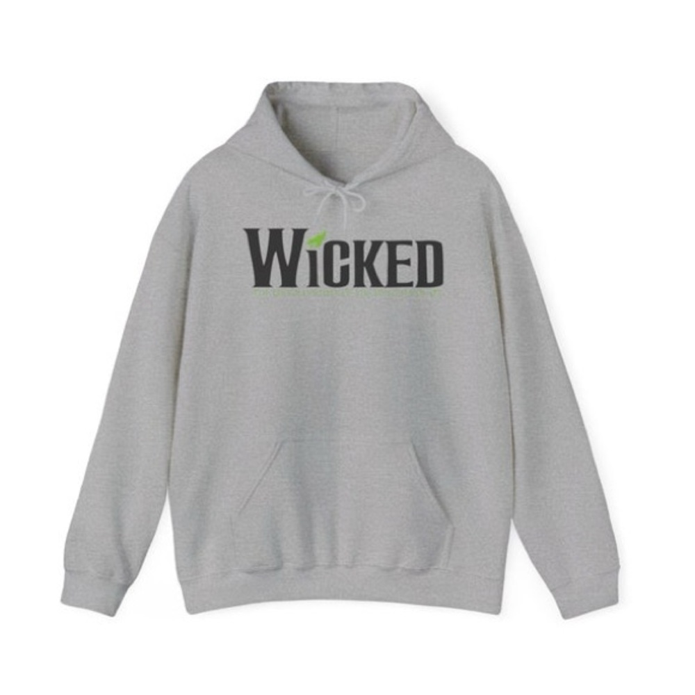 WICKED Broadway Logo Hoodie Sweatshirt Embroidered Gray Size Small